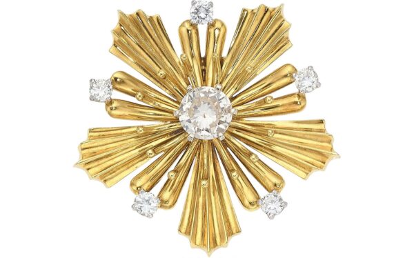 Retro Cartier Diamond, Platinum, Gold Brooch