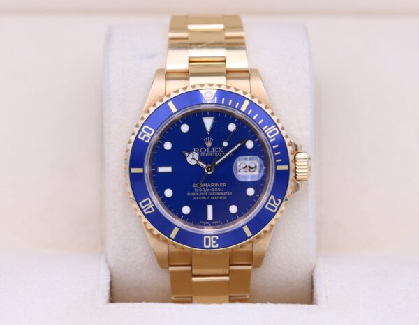 Rolex Submariner 16618 Yellow Gold Blue Dial Y Serial – Box & Papers 2003