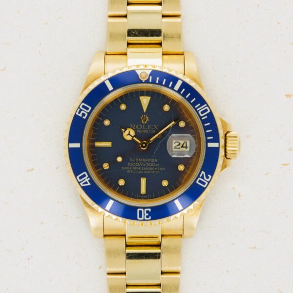 Rolex Submariner 16808 18k Gold Blue Nipple Dial