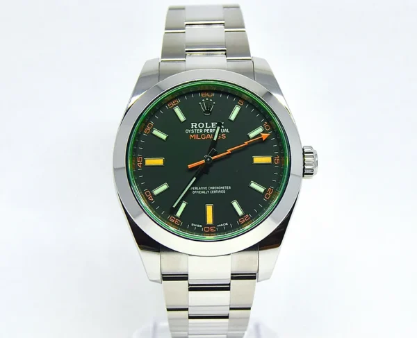 Rolex Milgauss 116400GV Box & Papers 2021 Full Set Green Glass Black Dial
