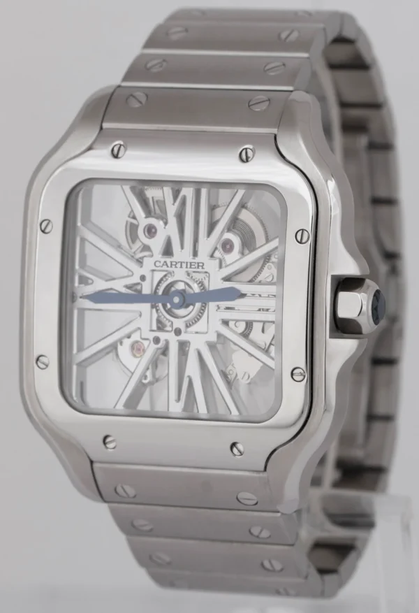 MINT Cartier Santos 39.8mm Skeleton Stainless Steel WHSA0015 4109 BOX & PAPERS