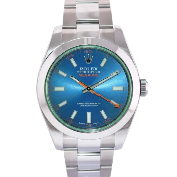 Rolex Milgauss Blue Dial Anniversary Green 116400GV 2018 Papers & Box