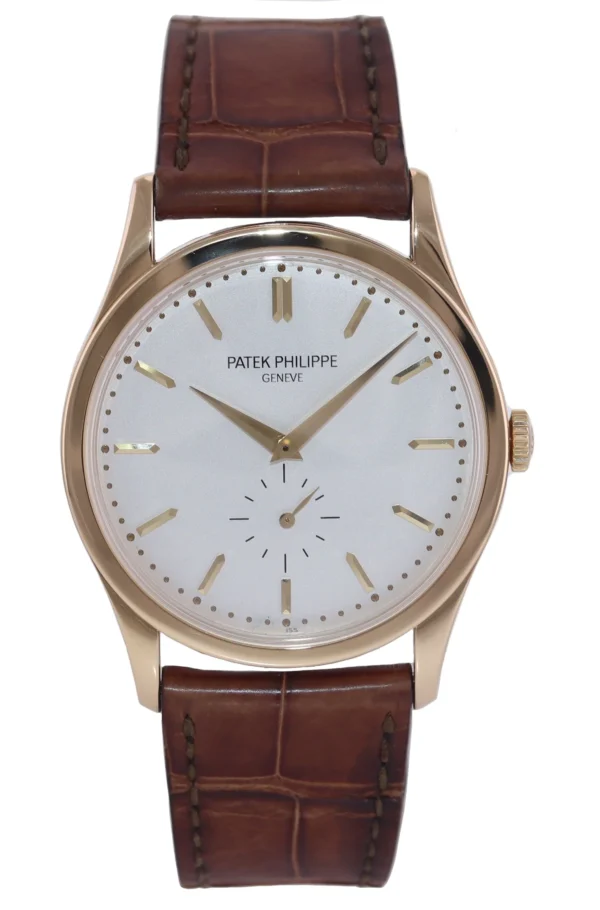 Patek Philippe 5196J 37mm Yellow Gold Calatrava Brown Leather Box & Papers