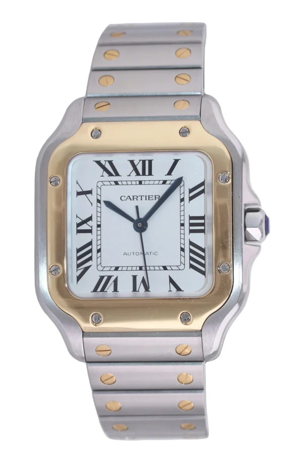Cartier Santos Medium W2SA0007 4075 35mm Two Tone 18k Gold Steel Mid-Size