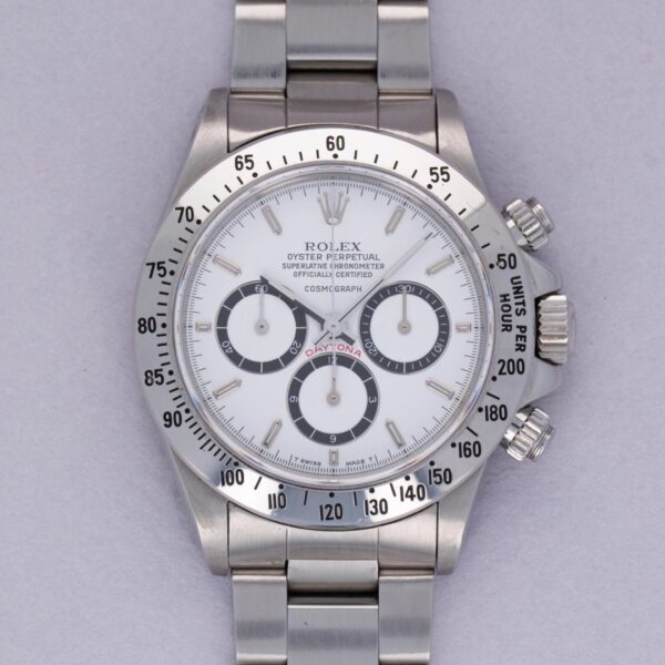 Rolex Cosmograph Daytona 16520 R Serial Floating White Dial Box and Papers